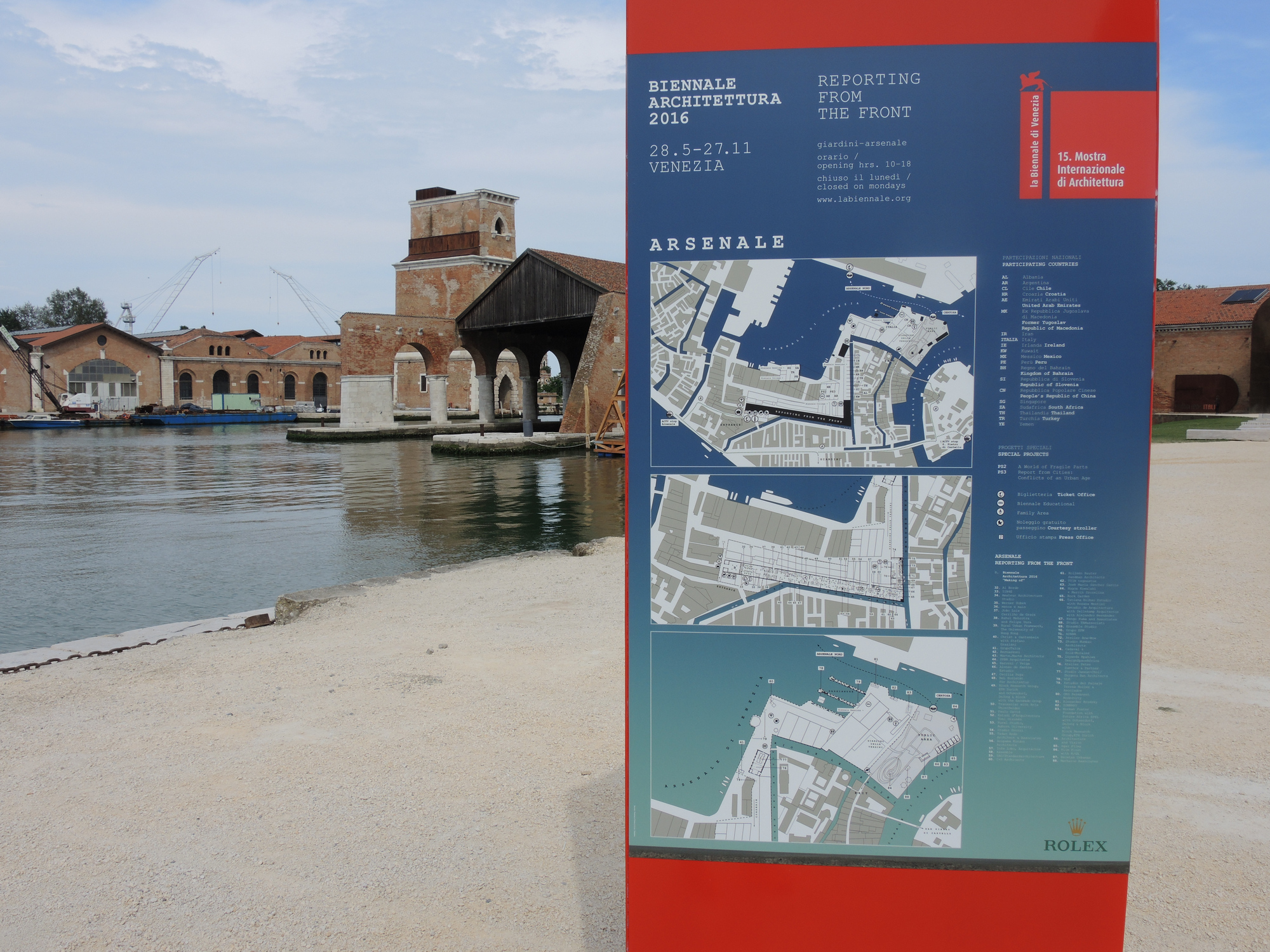 Sign by the waterbasin in the Arsenale