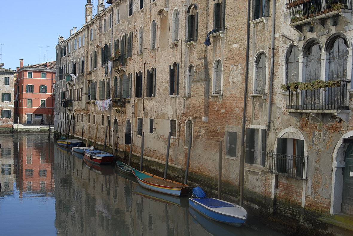 Old apartment building facing the canal